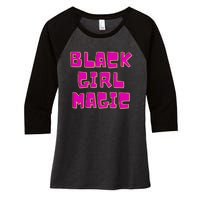 Black Girl Magic Retro Women's Tri-Blend 3/4-Sleeve Raglan Shirt