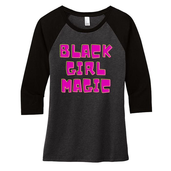 Black Girl Magic Retro Women's Tri-Blend 3/4-Sleeve Raglan Shirt