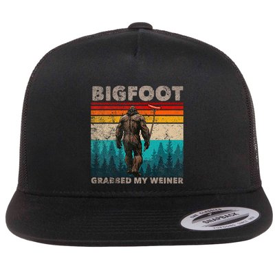 Bigfoot Grabbed My Wiener Funny Sausage Sasquatch Believers Flat Bill Trucker Hat