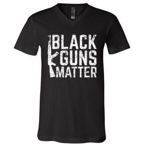 Black Guns Matter Quote Ak 47 Picture V-Neck T-Shirt