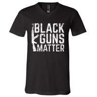 Black Guns Matter Quote Ak 47 Picture V-Neck T-Shirt