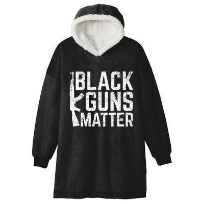 Black Guns Matter Quote Ak 47 Picture Hooded Wearable Blanket