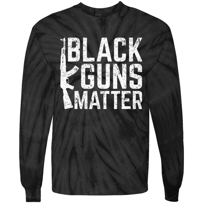 Black Guns Matter Quote Ak 47 Picture Tie-Dye Long Sleeve Shirt