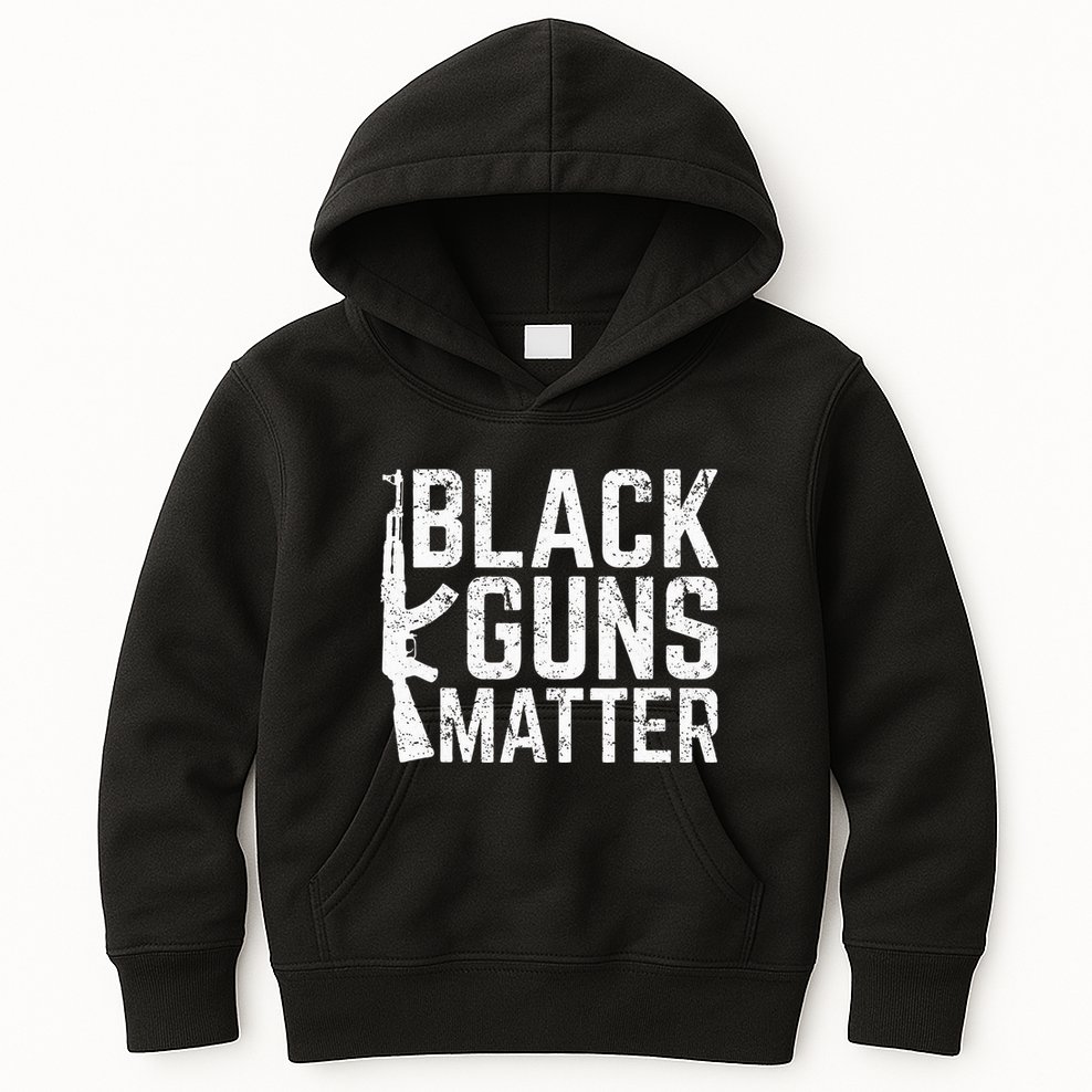 Black Guns Matter Quote Ak 47 Picture Kids Hoodie