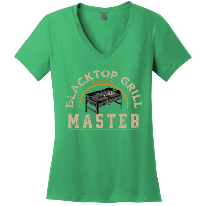 Blacktop Grill Master Griddle Bbq Stone Chef Women's V-Neck T-Shirt