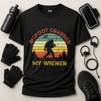 Bigfoot Grabbed My Wiener Funny Retro Design Cooling Performance Crew T-Shirt
