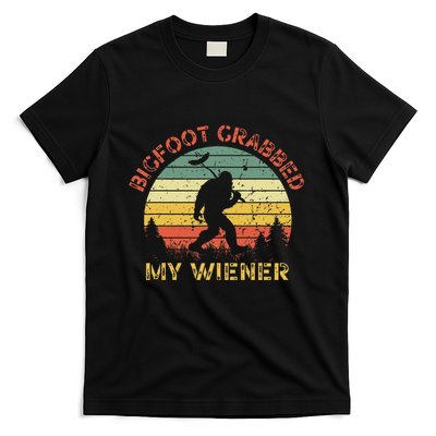 Bigfoot Grabbed My Wiener Funny Retro Design T-Shirt