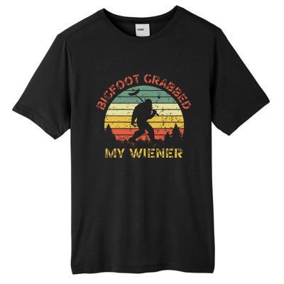 Bigfoot Grabbed My Wiener Funny Retro Design Tall Fusion ChromaSoft Performance T-Shirt