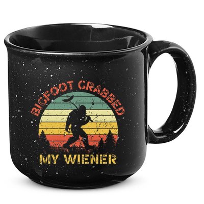 Bigfoot Grabbed My Wiener Funny Retro Design 15oz Campfire Ceramic Mug