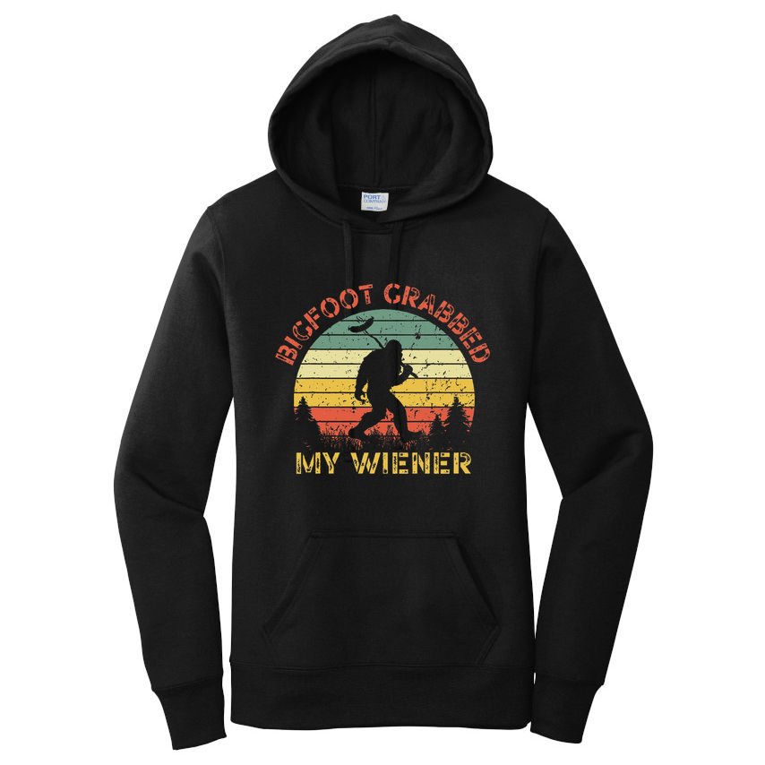 Bigfoot Grabbed My Wiener Funny Retro Design Women's Pullover Hoodie