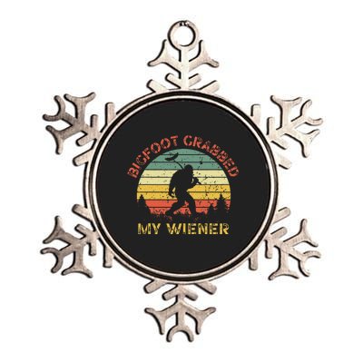 Bigfoot Grabbed My Wiener Funny Retro Design Metallic Star Ornament