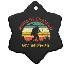 Bigfoot Grabbed My Wiener Funny Retro Design Ceramic Star Ornament