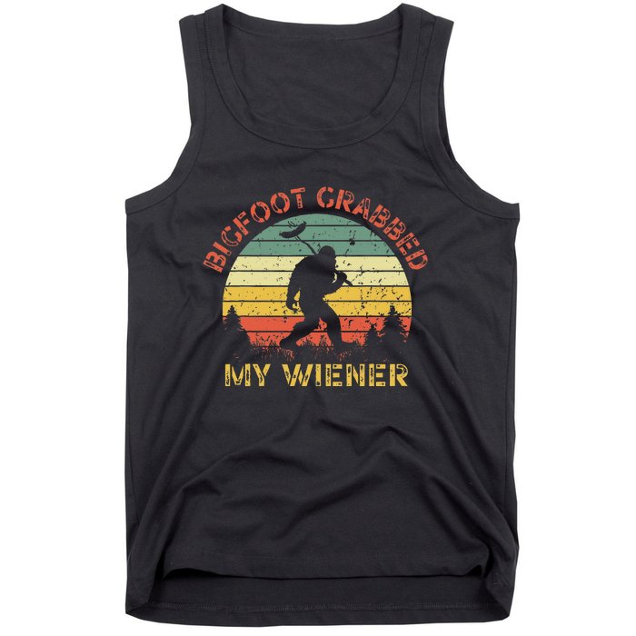 Bigfoot Grabbed My Wiener Funny Retro Design Tank Top