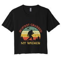 Bigfoot Grabbed My Wiener Funny Retro Design Women's Crop Top Tee