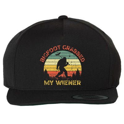 Bigfoot Grabbed My Wiener Funny Retro Design Wool Snapback Cap