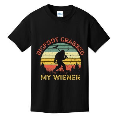 Bigfoot Grabbed My Wiener Funny Retro Design Kids T-Shirt