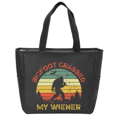 Bigfoot Grabbed My Wiener Funny Retro Design Zip Tote Bag