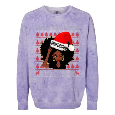 Black Girl Magic Merry Christmas African American Woman Xmas Colorblast Crewneck Sweatshirt