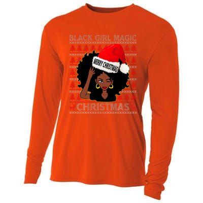 Black Girl Magic Merry Christmas African American Woman Xmas Cooling Performance Long Sleeve Crew