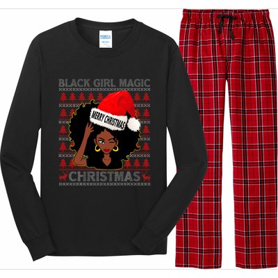 Black Girl Magic Merry Christmas African American Woman Xmas Long Sleeve Pajama Set