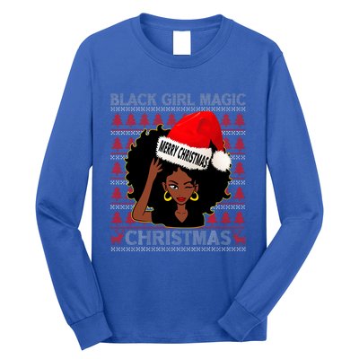 Black Girl Magic Merry Christmas African American Woman Xmas Long Sleeve Shirt