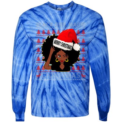 Black Girl Magic Merry Christmas African American Woman Xmas Tie-Dye Long Sleeve Shirt