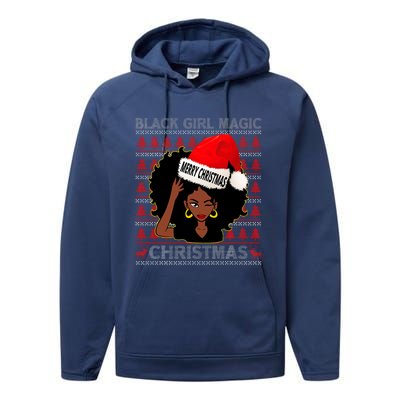 Black Girl Magic Merry Christmas African American Woman Xmas Performance Fleece Hoodie