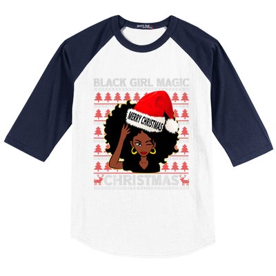 Black Girl Magic Merry Christmas African American Woman Xmas Baseball Sleeve Shirt