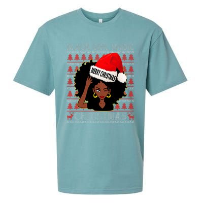 Black Girl Magic Merry Christmas African American Woman Xmas Sueded Cloud Jersey T-Shirt