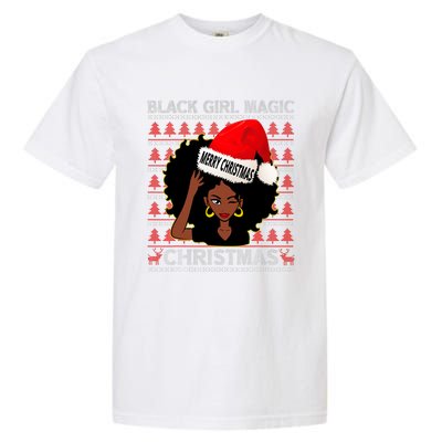 Black Girl Magic Merry Christmas African American Woman Xmas Garment-Dyed Heavyweight T-Shirt