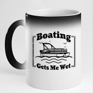 Boating Gets Me Wet Funny Boating Great Gift 11oz Black Color Changing Mug