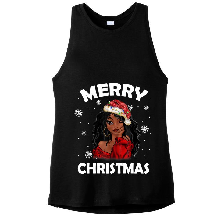 Black Girl Magic Merry Christmas African American Xmas Gift Ladies PosiCharge Tri-Blend Wicking Tank