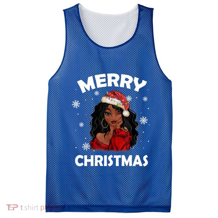 Black Girl Magic Merry Christmas African American Xmas Gift Mesh Reversible Basketball Jersey Tank