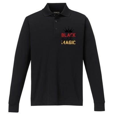 Black Girl Magic Gift History Month African Heritage Performance Long Sleeve Polo