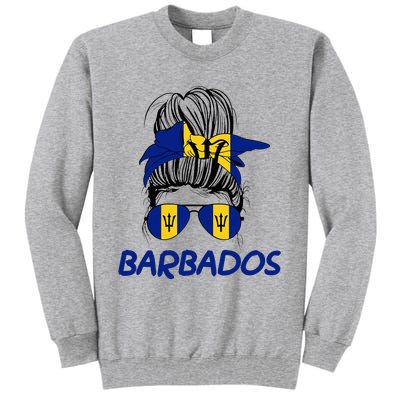 Barbados Girl Messy Bun Barbados Flag Barbadian Women Tall Sweatshirt