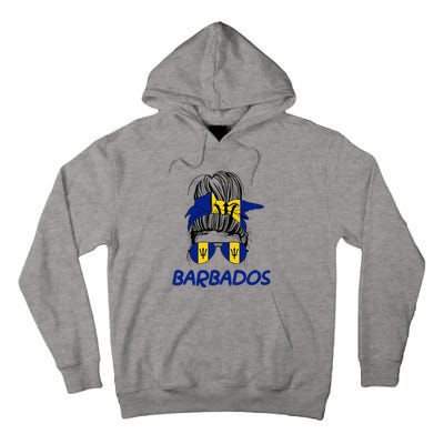 Barbados Girl Messy Bun Barbados Flag Barbadian Women Tall Hoodie