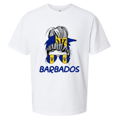 Barbados Girl Messy Bun Barbados Flag Barbadian Women Sueded Cloud Jersey T-Shirt