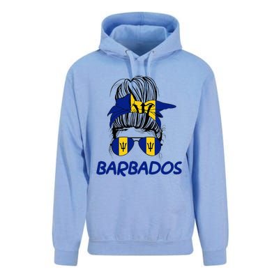 Barbados Girl Messy Bun Barbados Flag Barbadian Women Unisex Surf Hoodie