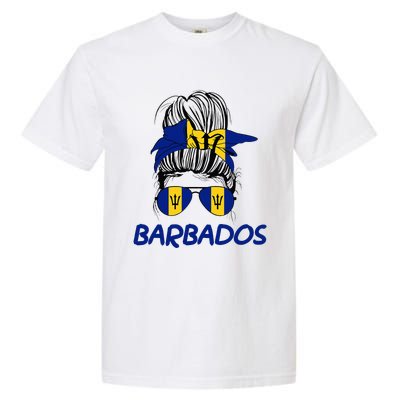 Barbados Girl Messy Bun Barbados Flag Barbadian Women Garment-Dyed Heavyweight T-Shirt