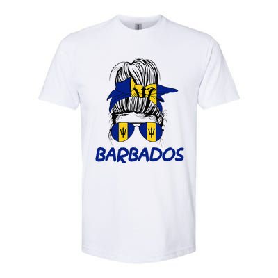 Barbados Girl Messy Bun Barbados Flag Barbadian Women Softstyle CVC T-Shirt