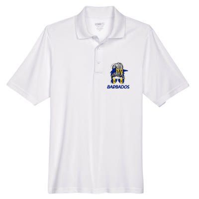 Barbados Girl Messy Bun Barbados Flag Barbadian Women Men's Origin Performance Pique Polo