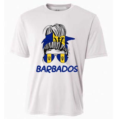 Barbados Girl Messy Bun Barbados Flag Barbadian Women Cooling Performance Crew T-Shirt