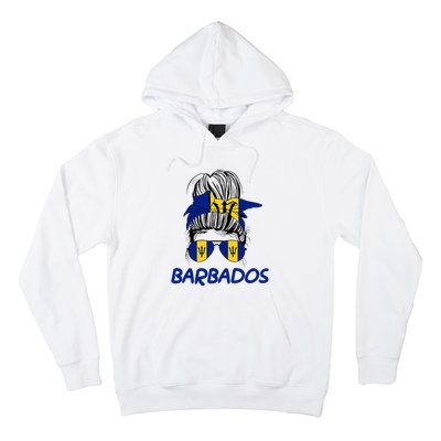 Barbados Girl Messy Bun Barbados Flag Barbadian Women Hoodie