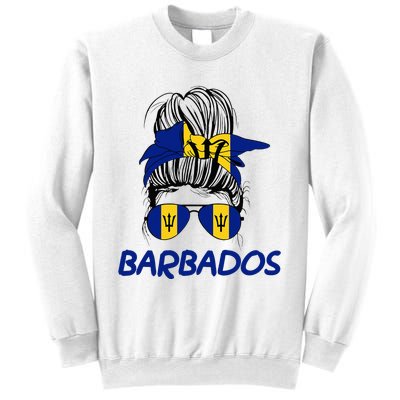 Barbados Girl Messy Bun Barbados Flag Barbadian Women Sweatshirt