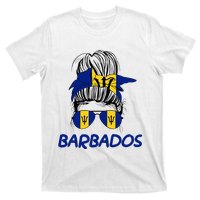 Barbados Girl Messy Bun Barbados Flag Barbadian Women T-Shirt