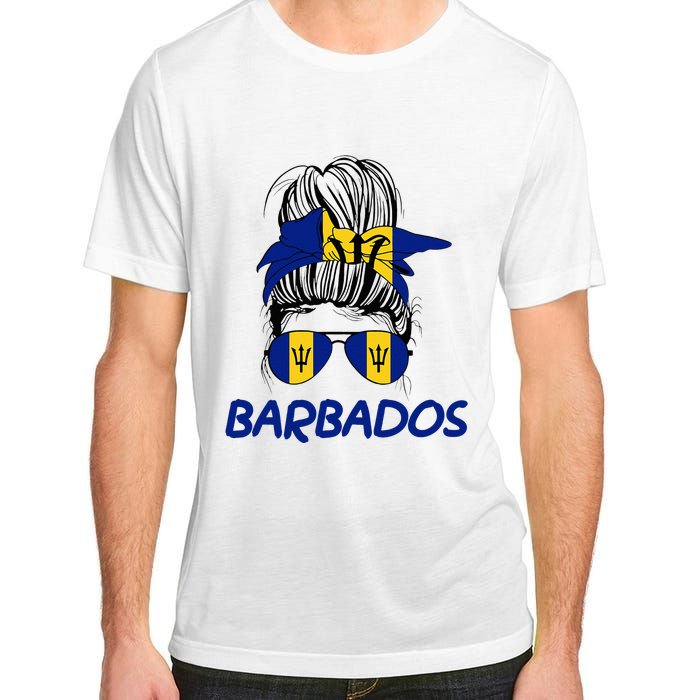 Barbados Girl Messy Bun Barbados Flag Barbadian Women Adult ChromaSoft Performance T-Shirt