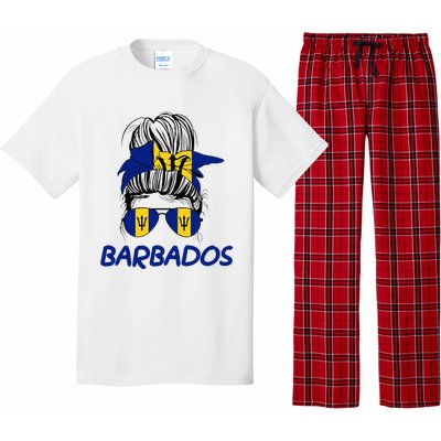 Barbados Girl Messy Bun Barbados Flag Barbadian Women Pajama Set