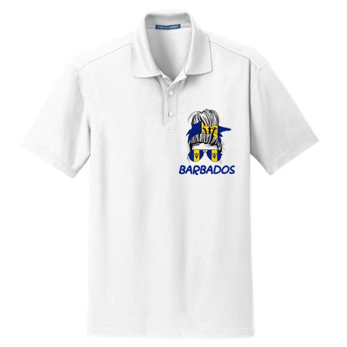 Barbados Girl Messy Bun Barbados Flag Barbadian Women Dry Zone Grid Polo