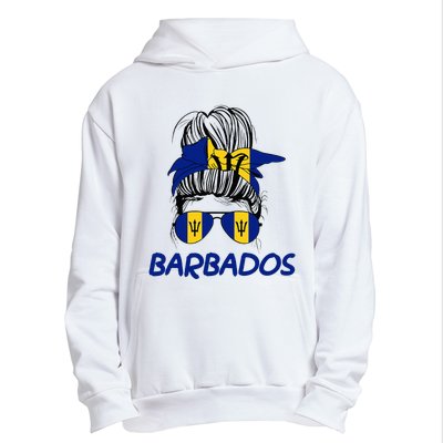 Barbados Girl Messy Bun Barbados Flag Barbadian Women Urban Pullover Hoodie