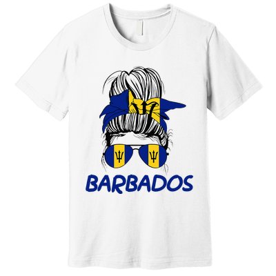 Barbados Girl Messy Bun Barbados Flag Barbadian Women Premium T-Shirt